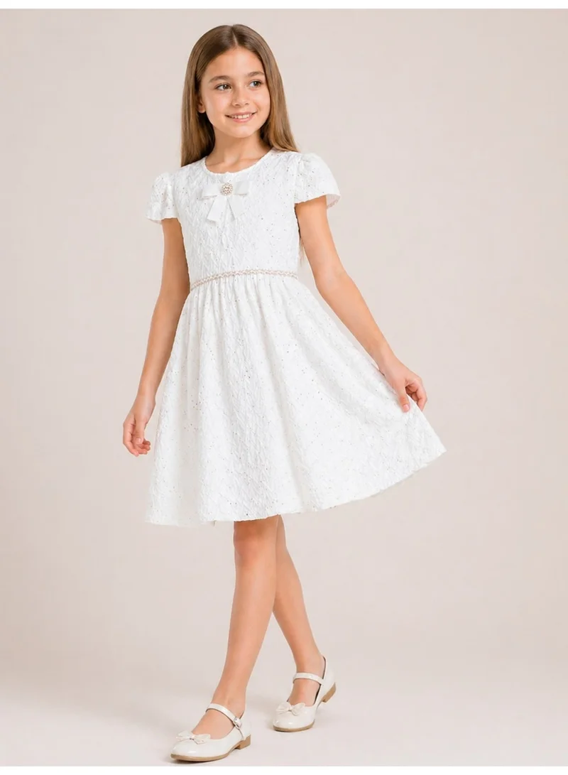 Victor And Jane  Textured Bow Dress for Women | Best Price UAE