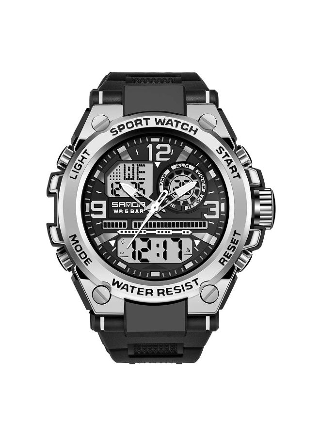 SANDA Men's Analog Sports Watch, LED Large Face Waterproof Wrist Watches, Dual Dial Digital Analog Watches for Men - Image 1