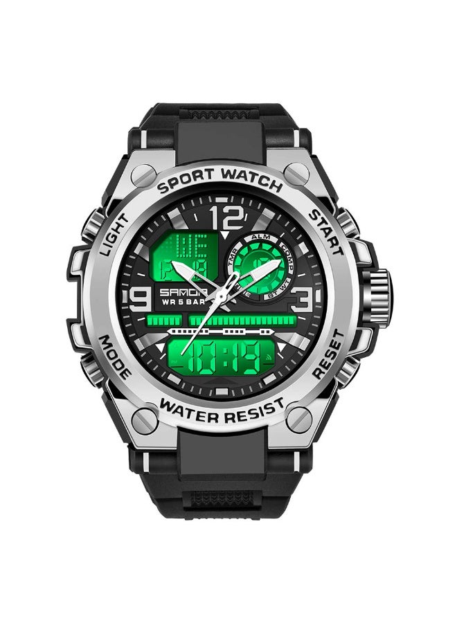 SANDA Men's Analog Sports Watch, LED Large Face Waterproof Wrist Watches, Dual Dial Digital Analog Watches for Men - Image 2
