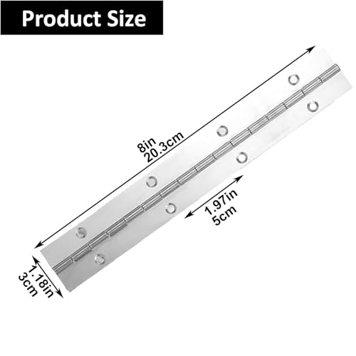 XHMAXE 4Pcs 8Inch Piano Hinges304Stainless Steel HingeSilver 12 Open Width004 Folding for Storage Boxes Cabinets Door Piano Wood Furniture - Image 3