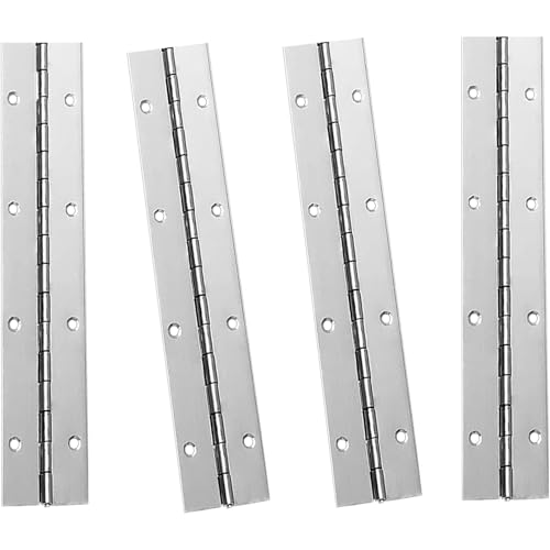 XHMAXE 4Pcs 8Inch Piano Hinges304Stainless Steel HingeSilver 12 Open Width004 Folding for Storage Boxes Cabinets Door Piano Wood Furniture - Image 1