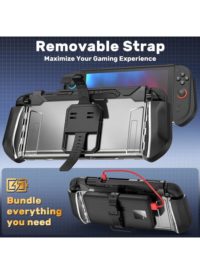 daydayup Carrying Protective Case Compatible with Nintendo Switch 2, Dockable Switch 2 Cover with Detachable Metal Bracket and Strap for Power Bank, Comprehensive Protection - Image 3