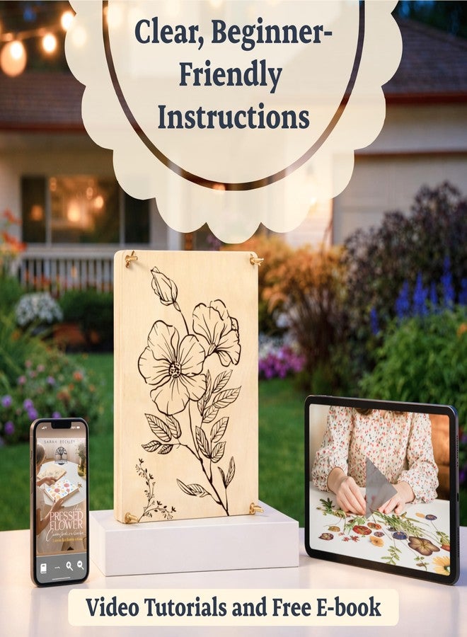 Berstuk Wooden Flower Press for Adults and Teens - Includes Expert Video Tutorials - Large Flower Press Kit 10.8" x 6.9" - Gift-Ready Packaging Ideal for Arts and Crafts Lovers - Image 5