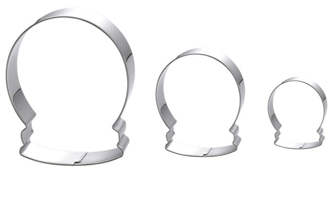 CHRISTMAS WINTER SNOW GLOBE COOKIE CUTTER SET 3 PIECES IN GRADUATED SIZE STAINLESS STEEL