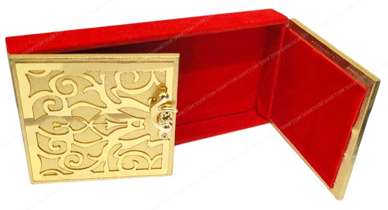 SHAKTISM Decorative Shagun Cash Gift Box for Money Gaddi, Gifting Sagan Wedding Occasion, Jewellery, Rectangle Shape - Golden and Red Valvet -1Pc (Shagun Box - Red Golden Fatak 2) - Image 3