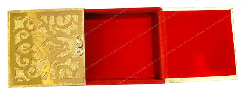 SHAKTISM Decorative Shagun Cash Gift Box for Money Gaddi, Gifting Sagan Wedding Occasion, Jewellery, Rectangle Shape - Golden and Red Valvet -1Pc (Shagun Box - Red Golden Fatak 2) - Image 5