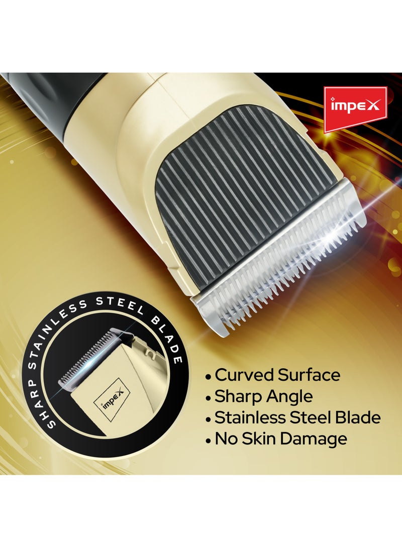 Impex Trimmer And Professional Hair Clipper With 2 Year Warranty, Rechargeable, USB Fast Charging, Sharp Stainless Steel Blade,4 Attached Clips, Push Up Blade (0.8-2mm), 60-90 Minutes Working Time-Tidy 111A - Image 4
