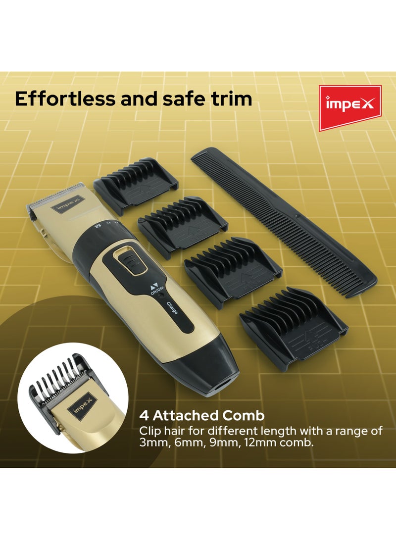Impex Trimmer And Professional Hair Clipper With 2 Year Warranty, Rechargeable, USB Fast Charging, Sharp Stainless Steel Blade,4 Attached Clips, Push Up Blade (0.8-2mm), 60-90 Minutes Working Time-Tidy 111A - Image 5