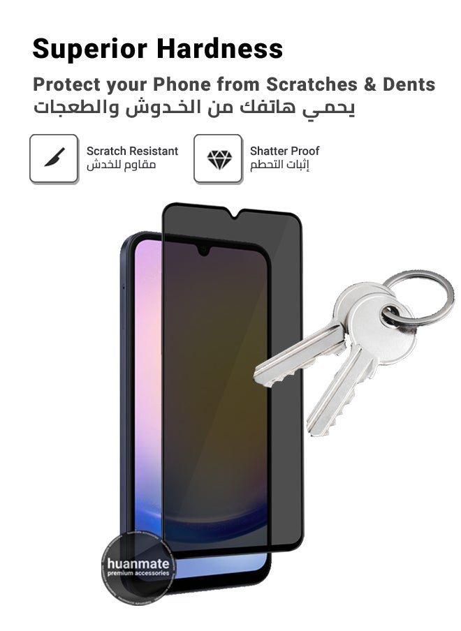 huanmate - Samsung Galaxy A25 Privacy Screen Protector – Premium Edge to Edge Anti Spy Privacy Tempered Glass, Oleophobic Coating, Delicate Touch, Anti-Explosion, Smooth Arc Edge, Easy Installation - Image 1