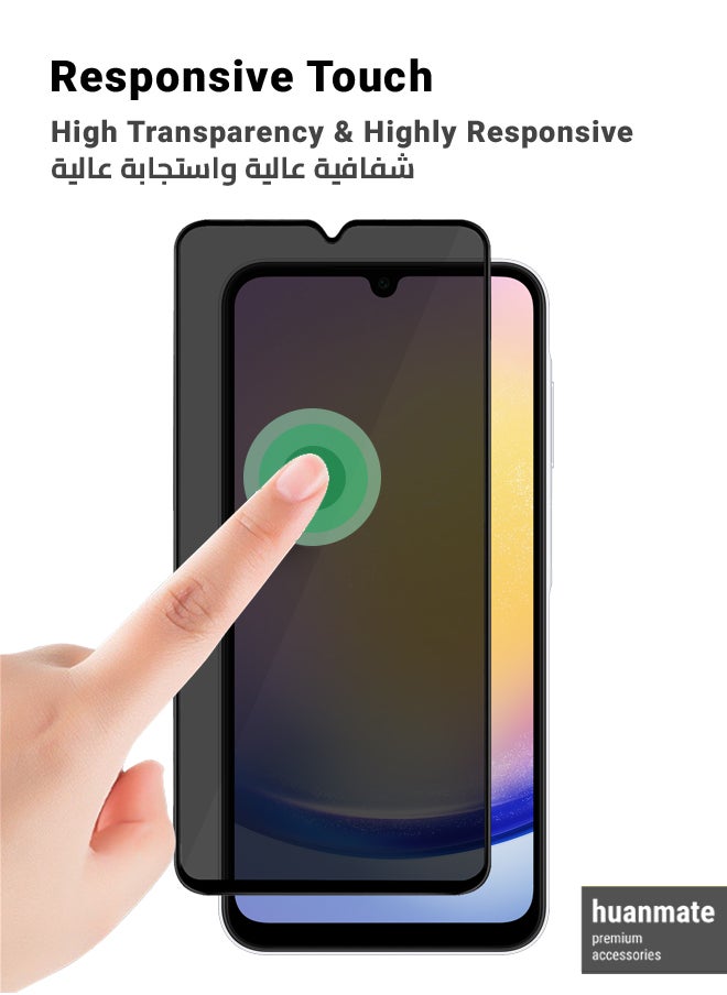 huanmate - Samsung Galaxy A25 Privacy Screen Protector – Premium Edge to Edge Anti Spy Privacy Tempered Glass, Oleophobic Coating, Delicate Touch, Anti-Explosion, Smooth Arc Edge, Easy Installation - Image 1