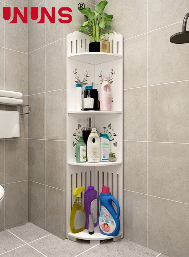 UNUNS 4 Tiers Corner Shelf Rack,Toilet Paper Stand For Bathroom Organizer,Toilet Vanity Cabinet,Narrow Bath Sink Organizer,Towel Storage Shelf For Paper Holder,White  - Image 1
