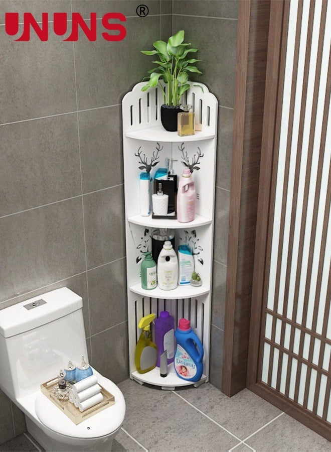 UNUNS 4 Tiers Corner Shelf Rack,Toilet Paper Stand For Bathroom Organizer,Toilet Vanity Cabinet,Narrow Bath Sink Organizer,Towel Storage Shelf For Paper Holder,White  - Image 5