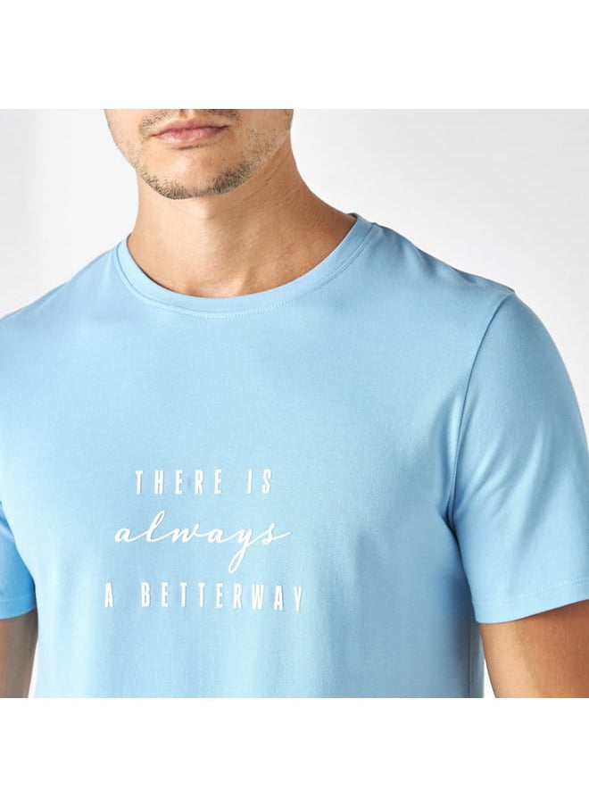 Iconic Slogan Print Pique T-shirt with Crew Neck and Short Sleeves  - Image 4