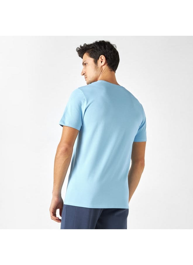 Iconic Slogan Print Pique T-shirt with Crew Neck and Short Sleeves  - Image 3