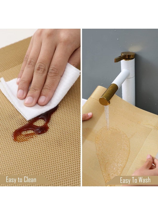 TASKHOUSE Table Runner Non-Slip, Durable PVC Woven Vinyl, Stain Resistant for Kitchen, Dining Table, Bedroom (Gold, Pack of 2) - Image 5