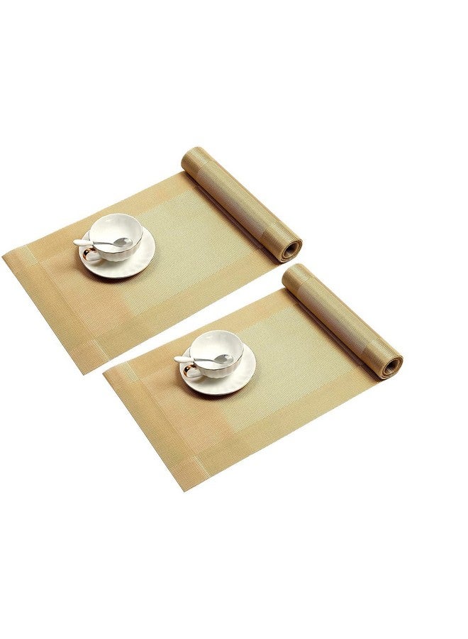 TASKHOUSE Table Runner Non-Slip, Durable PVC Woven Vinyl, Stain Resistant for Kitchen, Dining Table, Bedroom (Gold, Pack of 2) - Image 1