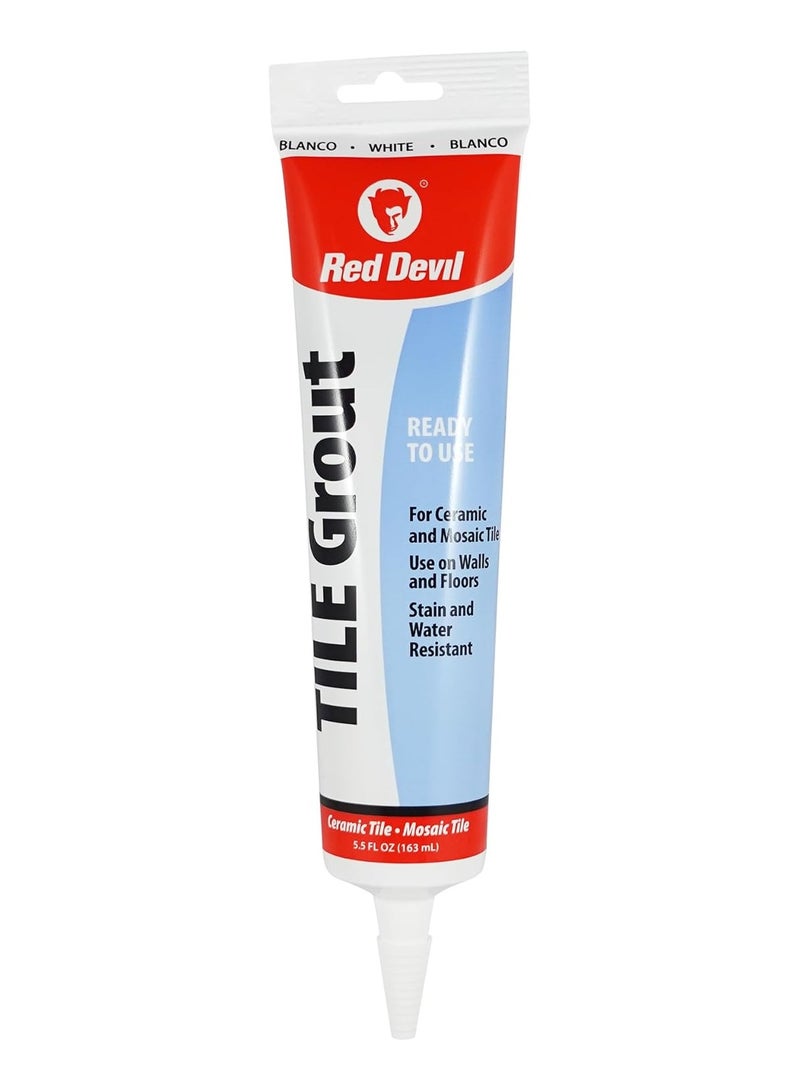 Red Devil 0425 Pre-Mixed Tile Grout Squeeze Tube, 5.5 oz, White - Image 1