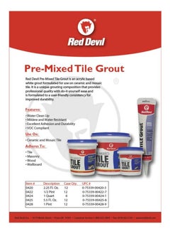 Red Devil أنبوب ضغط الجص المختلط مسبقًا للبلاط من Red Devil 0425، 5.5 أونصة، أبيض  - Image 4