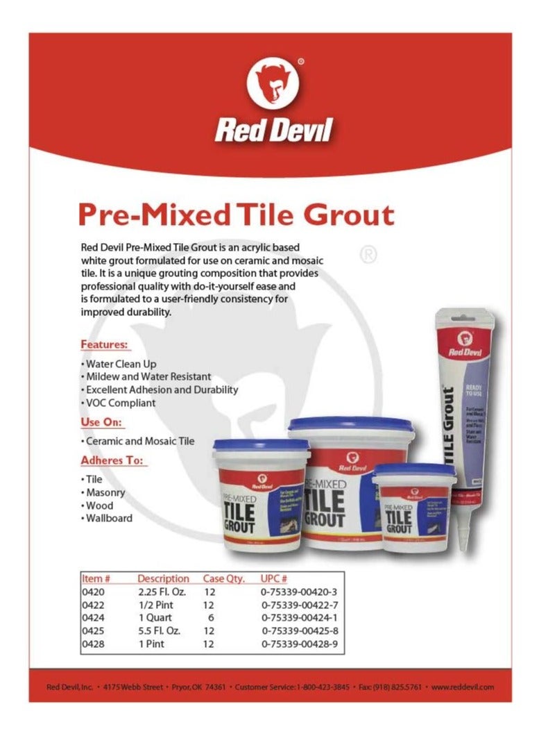 Red Devil 0425 Pre-Mixed Tile Grout Squeeze Tube, 5.5 oz, White - Image 4