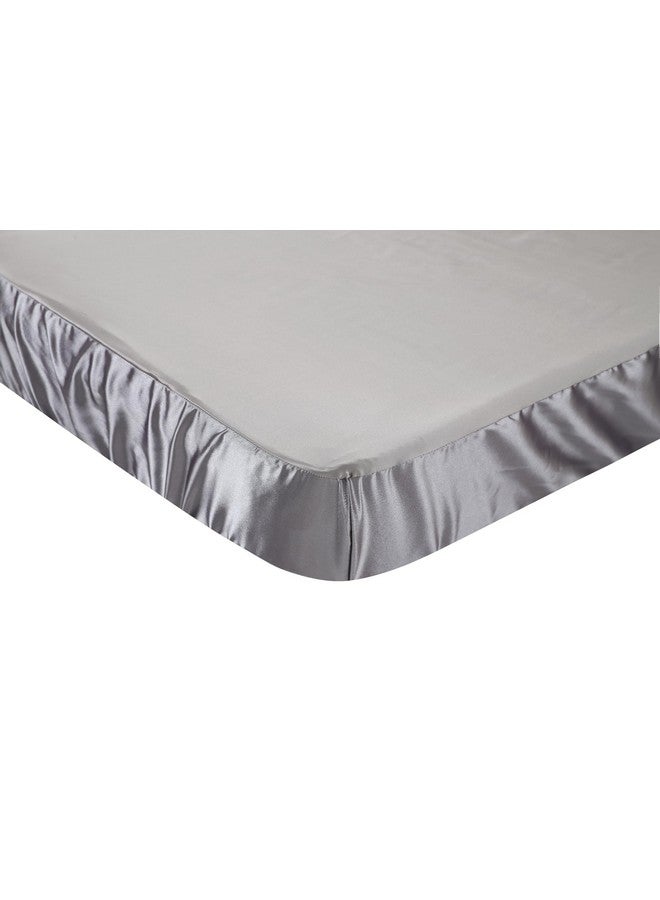Knlpruhk Silk Fitted Crib Sheet 28" x 52" Surface (100% Pure Mulberry Silk) - 9" Deep Pocket (Satin) for Baby Hair 19 Momme 6A High Grade Fibers Ultra Soft Smooth Breathable Grey - Image 5