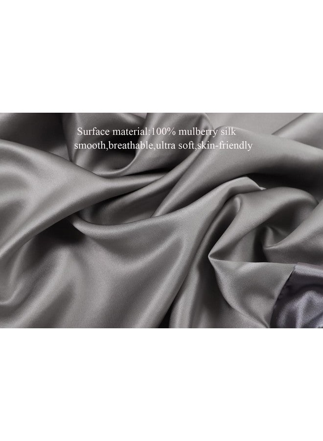 Knlpruhk Silk Fitted Crib Sheet 28" x 52" Surface (100% Pure Mulberry Silk) - 9" Deep Pocket (Satin) for Baby Hair 19 Momme 6A High Grade Fibers Ultra Soft Smooth Breathable Grey - Image 2