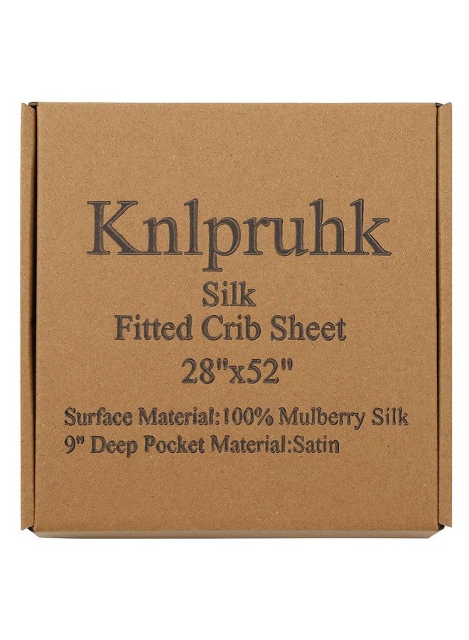 Knlpruhk Silk Fitted Crib Sheet 28" x 52" Surface (100% Pure Mulberry Silk) - 9" Deep Pocket (Satin) for Baby Hair 19 Momme 6A High Grade Fibers Ultra Soft Smooth Breathable Grey - Image 3