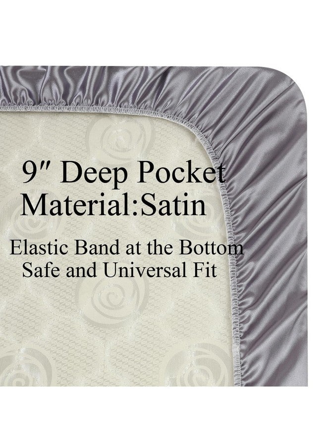 Knlpruhk Silk Fitted Crib Sheet 28" x 52" Surface (100% Pure Mulberry Silk) - 9" Deep Pocket (Satin) for Baby Hair 19 Momme 6A High Grade Fibers Ultra Soft Smooth Breathable Grey - Image 4
