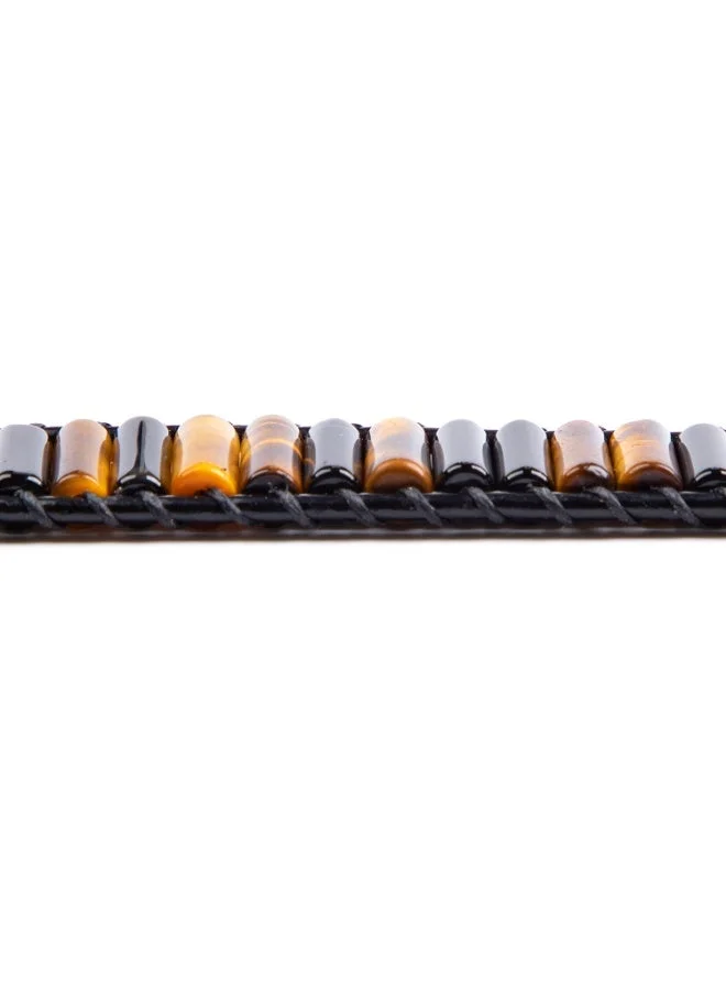 Minza  Minza "Eye Tiger" Tiger Eye Stone Bracelet for Men, Handmade Leather Beaded Bracelet, Adjustable Jewelry for Casual & Special Occasion. for Men | Best Price UAE