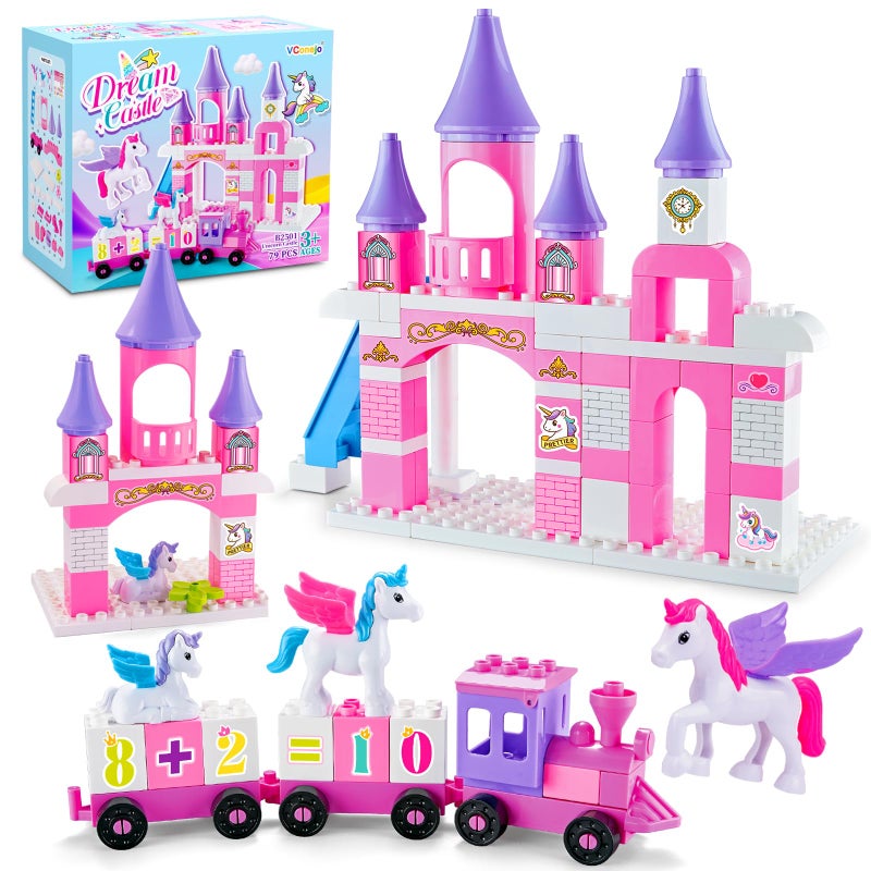 VConejo Classic Building Blocks for Toddlers Compatible with Major Brands Unicorn Theme Princess Castle Number Trains Classic Bricks Creative Educational Buildable Kits for Girls Boys Ages 3 4 5 612 - Image 2