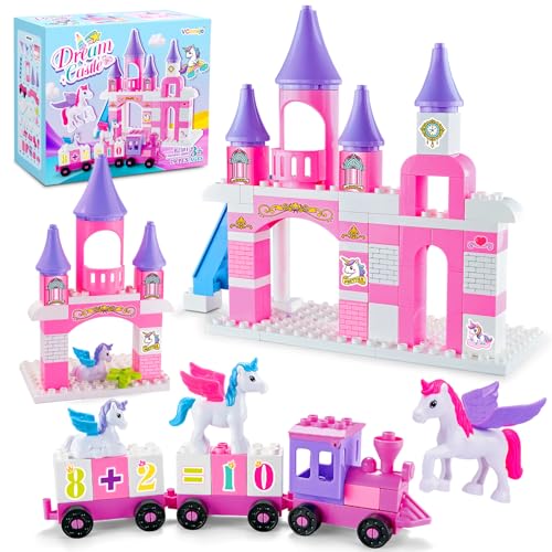 VConejo Classic Building Blocks for Toddlers Compatible with Major Brands Unicorn Theme Princess Castle Number Trains Classic Bricks Creative Educational Buildable Kits for Girls Boys Ages 3 4 5 612 - Image 1