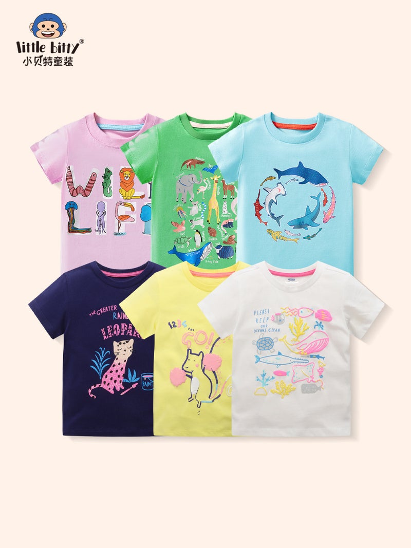 25 Years Summer Children'S Short-Sleeved T-Shirt Cartoon Boys And Girls Cartoon Children'S T-Shirt Multi-Piece Cotton Top Short-Sleeved Summer - Image 2