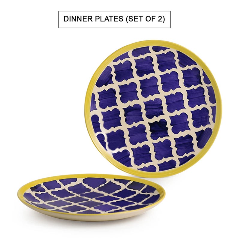 ExclusiveLane 'Moroccan' Ceramic Dinner Plates Set of 2 (10 Inch, Dishwasher Safe)|Microwave Safe Dinner Plates Set Ceramic Plates for Dinner Plates Ceramic Set of 2 Ceramic Plates Set of 2 - Image 3
