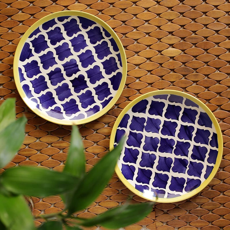 ExclusiveLane 'Moroccan' Ceramic Dinner Plates Set of 2 (10 Inch, Dishwasher Safe)|Microwave Safe Dinner Plates Set Ceramic Plates for Dinner Plates Ceramic Set of 2 Ceramic Plates Set of 2 - Image 1