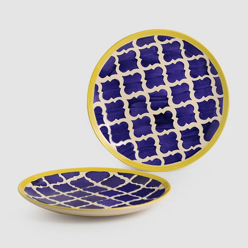 ExclusiveLane 'Moroccan' Ceramic Dinner Plates Set of 2 (10 Inch, Dishwasher Safe)|Microwave Safe Dinner Plates Set Ceramic Plates for Dinner Plates Ceramic Set of 2 Ceramic Plates Set of 2 - Image 2