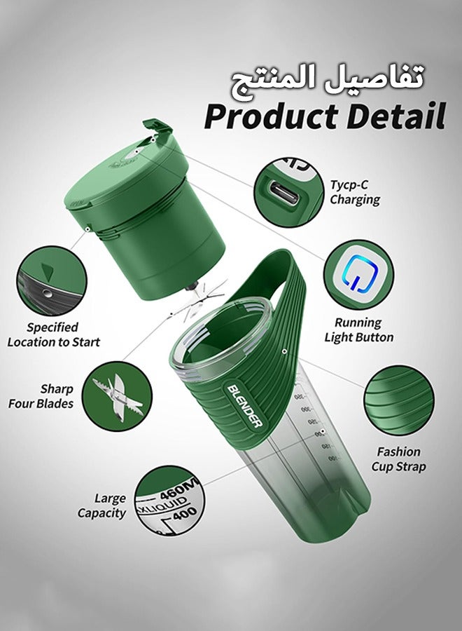 RIYAD GADGETS Portable Juicer Blender: Rechargeable Personal Blender with Four Ultra-Sharp Blades, Perfect for Travel, Gym, and Office (Green) - Image 4
