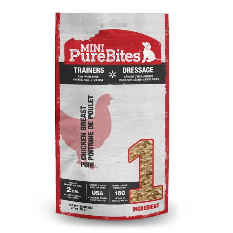 PureBites Mini Chicken Breast Freeze Dried Dog Treats, 1 Ingredient, Made in USA, 2.1oz - Image 1