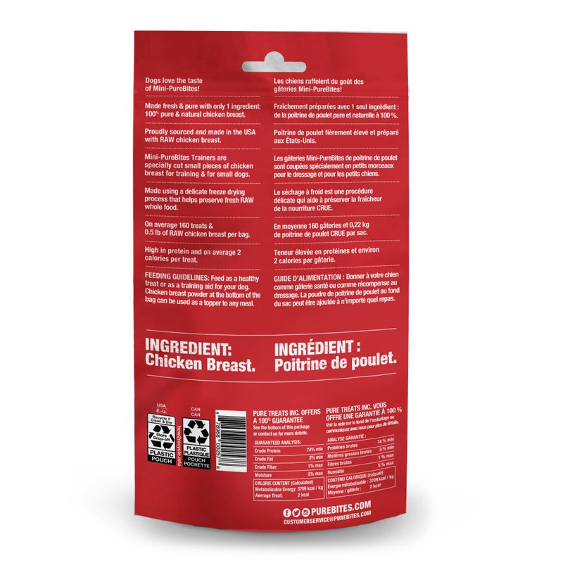 PureBites Mini Chicken Breast Freeze Dried Dog Treats, 1 Ingredient, Made in USA, 2.1oz - Image 2
