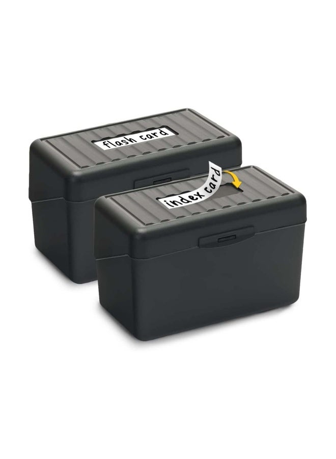 Generic Index Card Holder 3x5, Index Card Box Organizer Case, 3x5 Flash Note Card Holder, 300 Card Capacity Box, 2 Packs (Black)  - Image 1