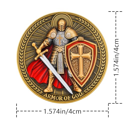 Leabet 5Pcs Armor of God Christian Challenge Coin DoubleSided Zinc Alloy Collectible with Antique Finish Multicolor Featuring Ephesians 611 - Image 5