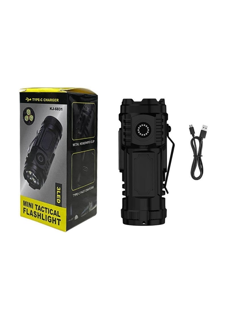 Evolluxi Evolluxi 4 Mode Led Torch Lights Rechargeable Emergency Light Multifunctional Portable Flashlight High Power Long Distance Beam Range Car Rescue Torch with Hammer Window Glass  - Image 1