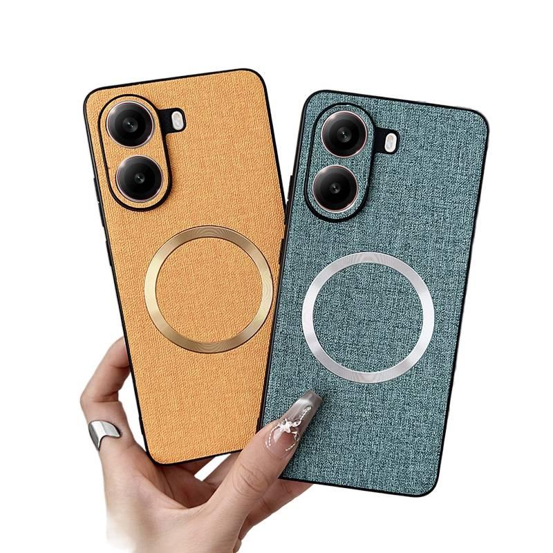 Plastic Protective Case for redminote13pro/pocox6 with Drop Protection and Anti-Fingerprint plus Shockproof plus Strong Magnetic plus Fabric Texture in Gray - Image 2