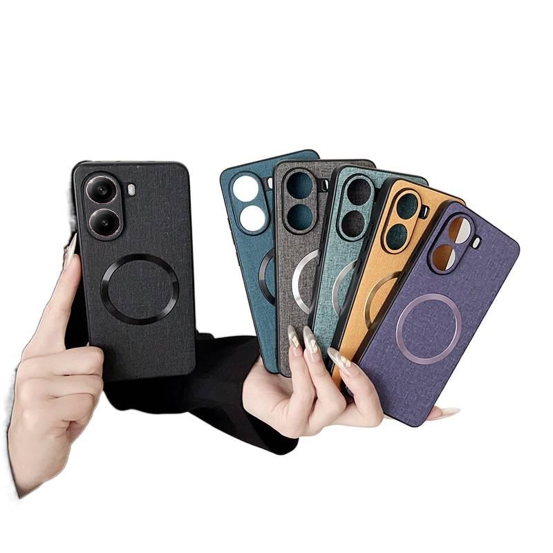 Plastic Protective Case for redminote13pro/pocox6 with Drop Protection and Anti-Fingerprint plus Shockproof plus Strong Magnetic plus Fabric Texture in Gray - Image 4