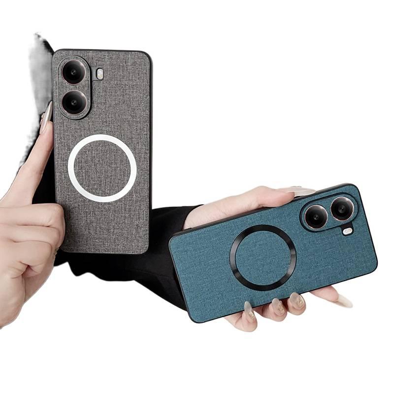 Plastic Protective Case for redminote13pro/pocox6 with Drop Protection and Anti-Fingerprint plus Shockproof plus Strong Magnetic plus Fabric Texture in Gray - Image 5