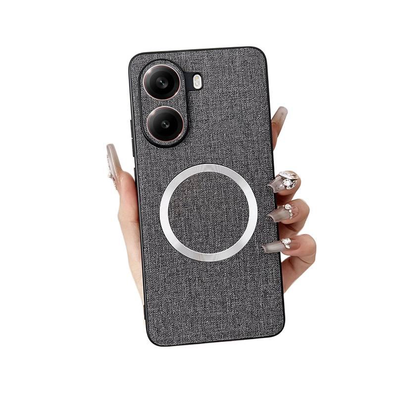 Plastic Protective Case for redminote13pro/pocox6 with Drop Protection and Anti-Fingerprint plus Shockproof plus Strong Magnetic plus Fabric Texture in Gray - Image 1