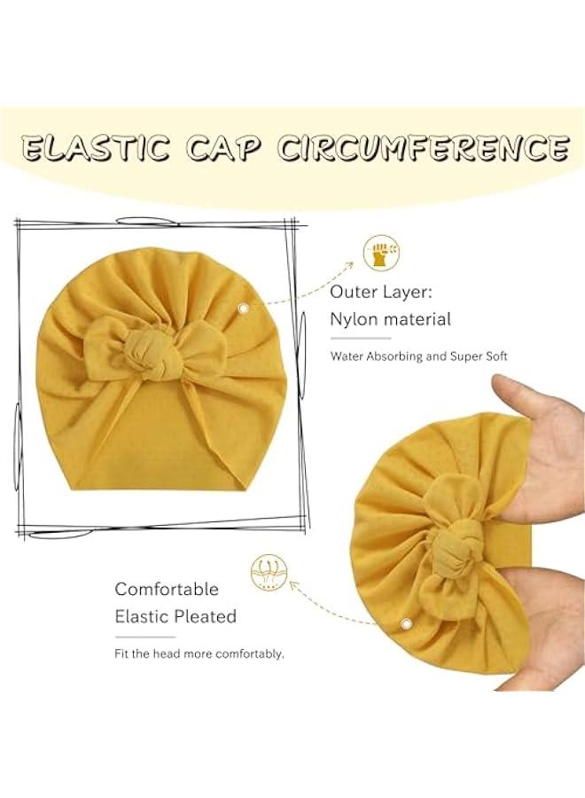 هوكور قبعات عمامة قابلة للتمدد للاطفال من بيكبيس، قبعة اطفال مع فيونكات للبنات، قبعات للاولاد الصغار، حديثي الولادة، قبعة الرضع للجنسين - Image 3