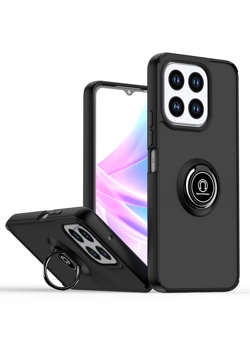 Case Cover for  Honor X7c 4G / Honor 200 Smart 5G, 360°Rotating Kickstand Ring + Support Magnetic Car Mount + Slim Thin PCTPU Shockproof Mobile Phone Case for Honor X7c 4G, Black