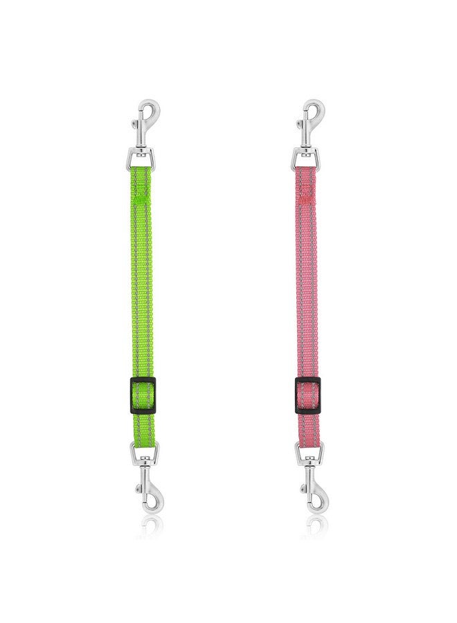 Cobee Dog Collar Clips, 2 Pcs Reflective Nylon Puppy Collar, Backup Collar, Safety Adjustable Pet Dog Collar Harness Connector, Double Ended Backup Clasp Clip for Dog Puppies(Green, Pink) - Image 1