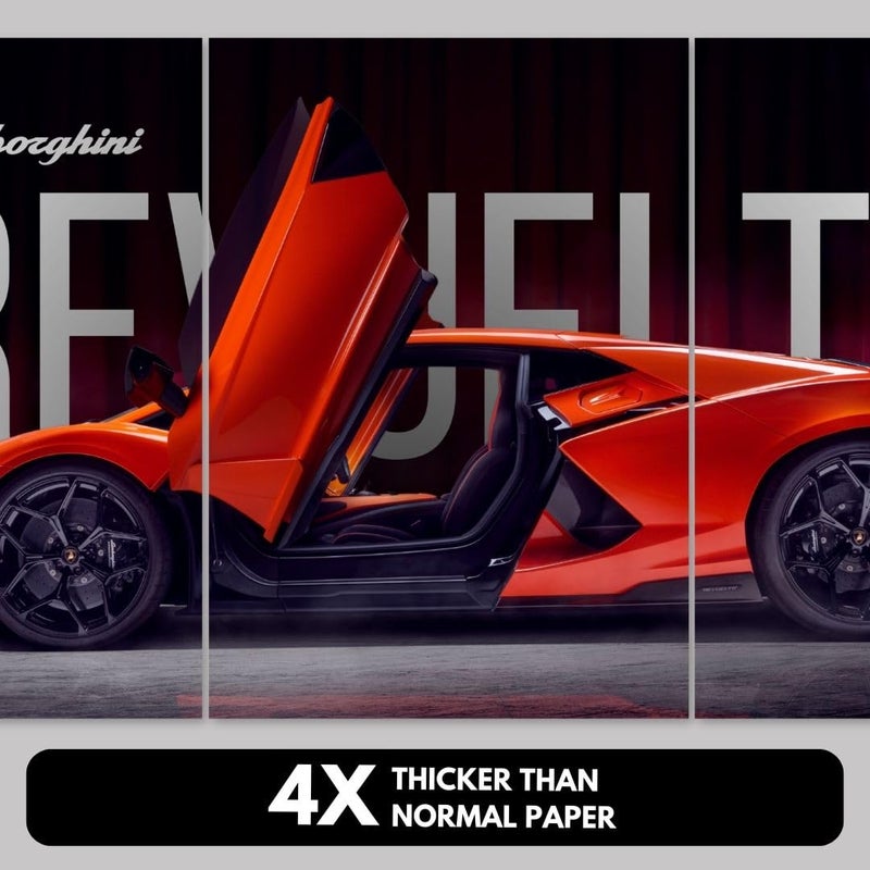 Funk You Store Paper Lamborghini Revuelto Poster Split Design Car Poster | 3 A3 Sized Car Posters for Wall | Large Size (89 x 42 cm) Lamborghini Wall Decor | Supercar Posters for Wall | Lambo Supercar - Image 5