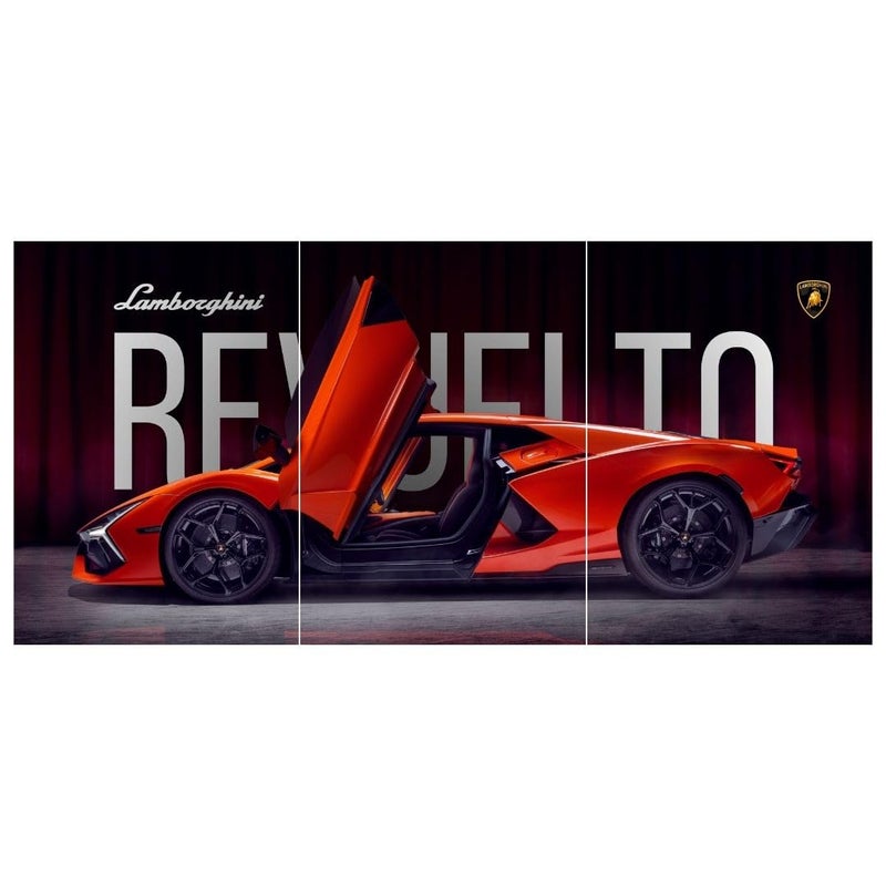 Funk You Store Paper Lamborghini Revuelto Poster Split Design Car Poster | 3 A3 Sized Car Posters for Wall | Large Size (89 x 42 cm) Lamborghini Wall Decor | Supercar Posters for Wall | Lambo Supercar - Image 1