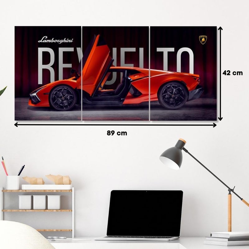 Funk You Store Paper Lamborghini Revuelto Poster Split Design Car Poster | 3 A3 Sized Car Posters for Wall | Large Size (89 x 42 cm) Lamborghini Wall Decor | Supercar Posters for Wall | Lambo Supercar - Image 2